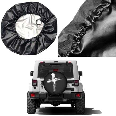 Delerain Cross Black Spare Tire Cover Wheel Protectors Sun Protector Waterproof - Image 5