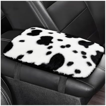 Cow Print Car Armrest Pad Cover, Cute Cow Print Anti-Slip Plush Arm Rest Box by Unknown