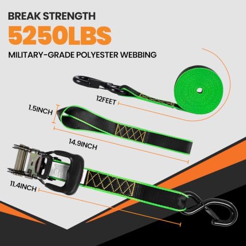 1.5" x 12' Heavy Duty Ratchet Straps - Image 6