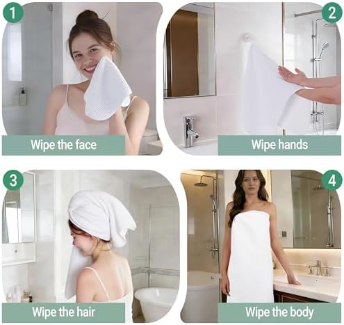 MICROFI Waffle Weave Bath Towel Set, Microfiber, 4 Pieces, Quick Dry, - Image 7