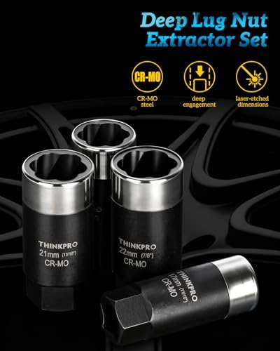 Locking Lug Nut Removal Tool 6 Pieces Deep Lug Nut Extractor Set - Image 4