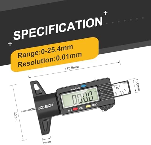 GODESON Digital Tyre Tread Depth Gauge UK, 0-25.4 Mm Inch Tyre Guage Digital - Image 5