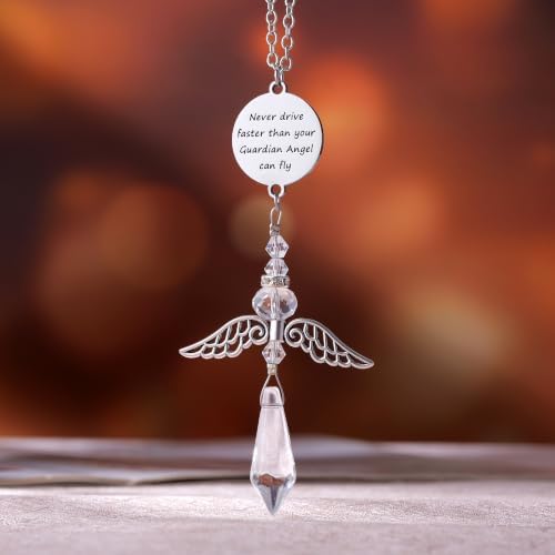 Guardian Angel Car Charm for Rear View Mirror, Never Drive Faster Than Your - Image 2