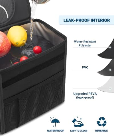 Capolo Car Trash Can with Lid, Leakproof Car Garbage Can Car Trash Bag - Image 4