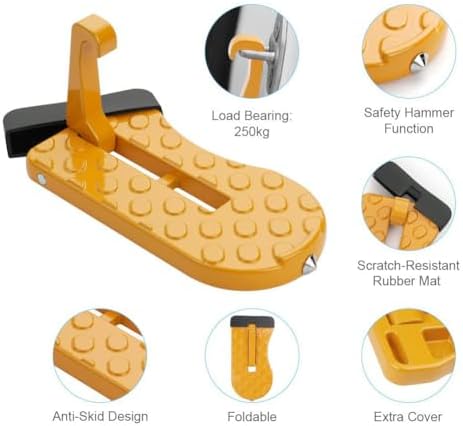 Car Door Step with Glass Breaker Safety Hammer & Roof Rack Access, Car - Image 5