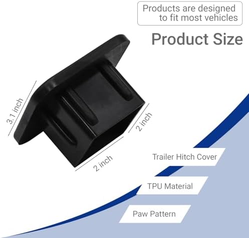 2 Inch Trailer Hitch Cover, Dog Paw Rubber Dustproof Waterproof Plug, Tow Hitch - Image 2