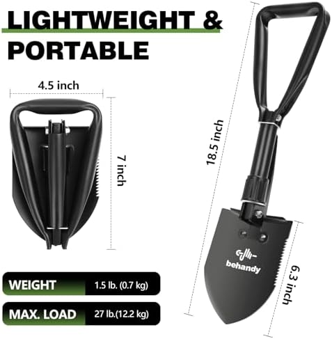 18.5" Folding Shovel, Collapsible Shovel - Image 2