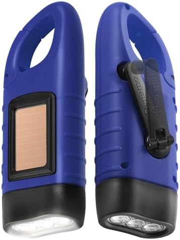 Simpeak 2-Pack Hand Crank Solar Powered LED Flashlight, Emergency Survival by Simpeak