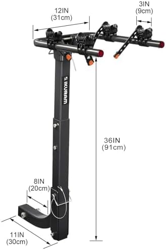 IKURAM R 2 Bike Hitch Mount Foldable Bicycle Carrier, Fits 2" Receiver - Image 2