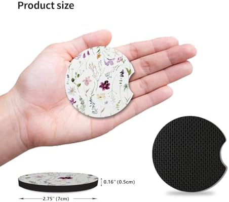 Wildflowers Universal Auto Anti Slip Insert Coasters, 2 Pack Rubber Car Coasters - Image 4
