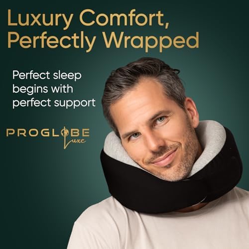 Proglobe Luxe Airplane Neck Pillow, Memory Foam, Organic Cotton - Image 2