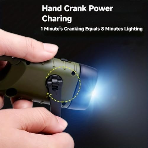 Hand Crank Solar LED Emergency Flashlight, No Battery Required - Image 3