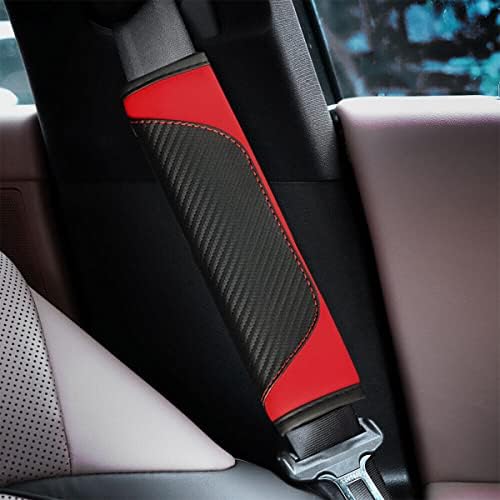 AUCELI 2PCS Carbon Fiber Car Seat Belt Cover, Breathable Leather - Image 6