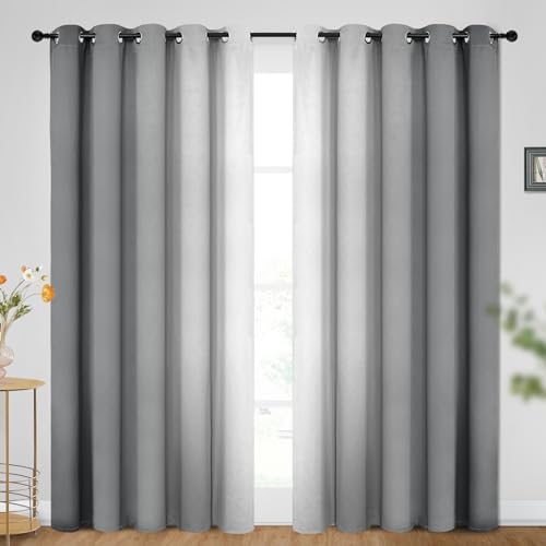 SimpleHome Ombre Grey to Grey White Curtains by SimpleHome