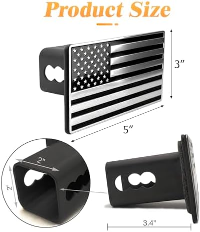 AUCELI American Flag Metal Car Trailer Hitch Cover, Heavy Auto Tow Plug - Image 2