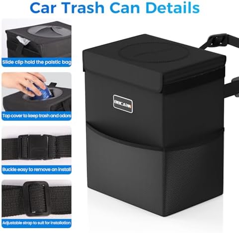 Beicarin Car Trash Can with Lid - Image 3