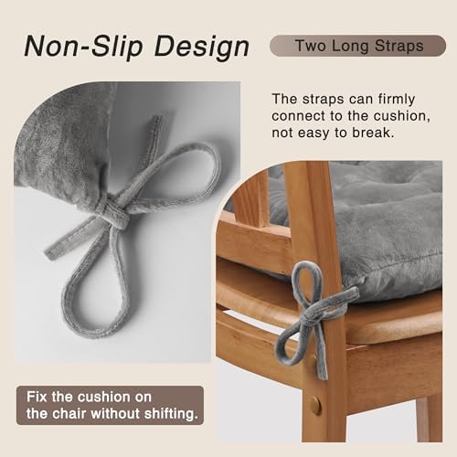 OVOV 2 Pack Chair Cushions for Dining Chairs 15.5"x15.5" Light Grey - Image 3