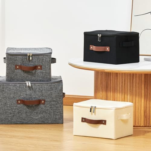 Storage Bins with Zipper Lids Decorative Lidded Baskets Boxes - Image 5