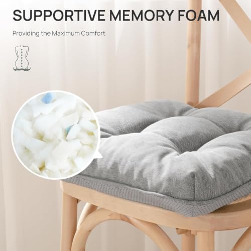 Love's cabin Memory Foam Chair Cushions Set of 4, 15.5 Inch, Light Grey - Image 3