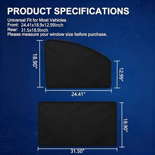 4 PCS Car Side Window Sun Shade, Sunproof Heat Insulation Car Window Shades - Image 2