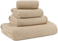 MICROFI Waffle Weave Bath Towel Set, Microfiber, 4 Pieces, Quick Dry, by Unknown
