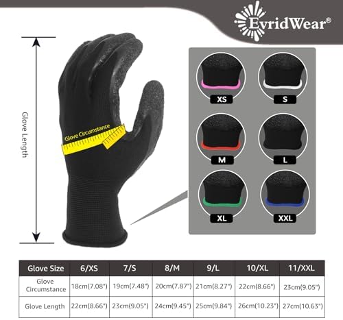 Evridwear Crinkle Latex Rubber Coated Safety Work Gloves - Image 3