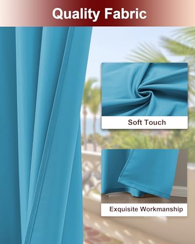 Grommet Outdoor Curtains for Patio Waterproof 8 Pcs 54x84 In Teal - Image 4