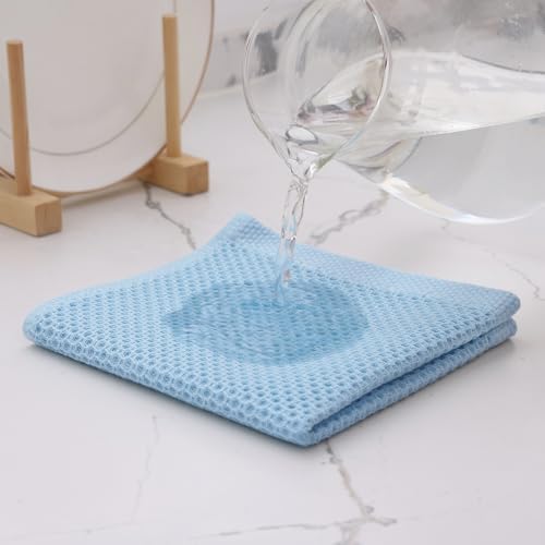 Kitinjoy 100% Cotton Waffle 6-Pack Kitchen Towels, Sky Blue - Image 3