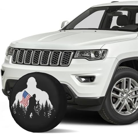 American Flag Spare Tire Cover Bigfoot Hiking Wheel Covers 15 Inch - Image 3