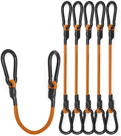 8 Pack 24" Carabiner Bungee Cords Heavy Duty Outdoor, 190 Lb Break Strength by LuckyStraps
