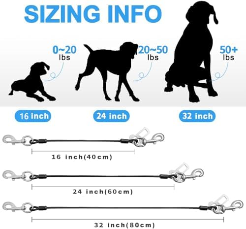 Dog Seat Belt Harness for Car, No Chew Tether Cable Vehicle Dogs Accessories - Image 5
