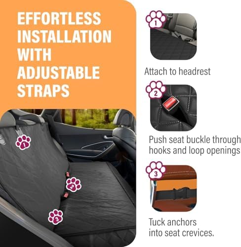 Active Pets Dog Car Seat Cover for Back Seat, Waterproof Pet Hammock Protector - Image 3
