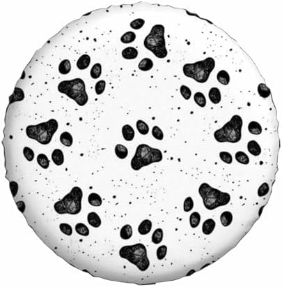 Dog Paw Prints Texture Spare Tire Cover Composed Black and White Wheel Covers - Image 2