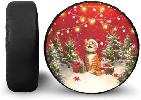 Christmas Cute Cat Spare Tire Cover PU Leather, Wheel Protection Universal - Image 2