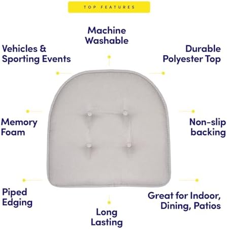 Sweet Home Collection Chair Cushion Memory Foam Pads Tufted Slip Non Skid - Image 5