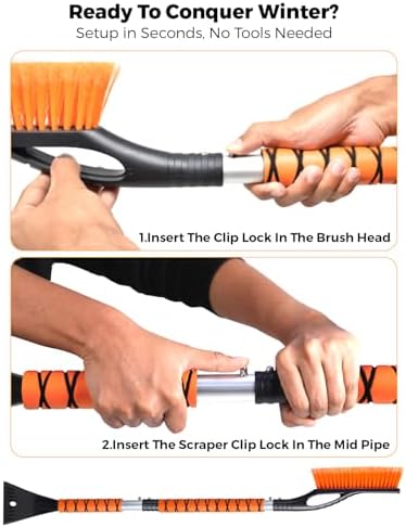 EcoNour 43" Ice Scrapers for Car Windshield | 3 Parts Detachable Snow Brush - Image 3