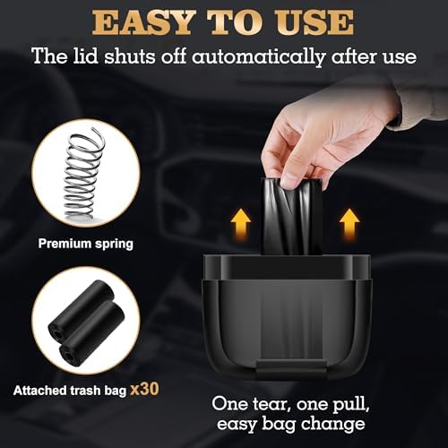 1 Pack Car Trash Can with Lid, Built-in Storage Garbage Bag - Image 5