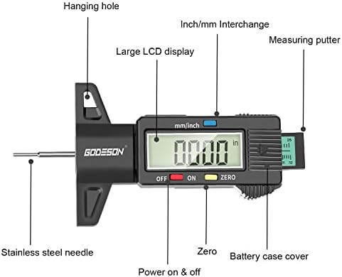 GODESON Tire Tread Depth Gauge, Digital Tire Tread Depth Gauge in 1Inch/25.4mm - Image 4