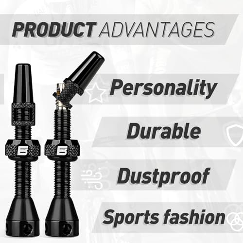 BWSHLF Tubeless Presta Valve Stem 40/44/55/60/65/80/100 mm, Super Light Alloy - Image 3