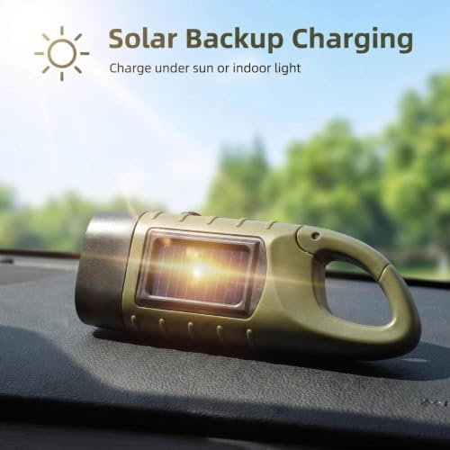 2-Pack Solar Hand Crank Flashlight Emergency Survival Torch - Image 3