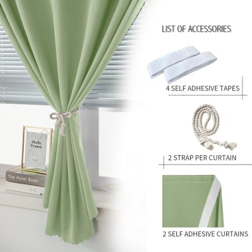 Magic Tape Blackout Curtains for Bedroom No Drillng Self Adhesive Curtains No - Image 3