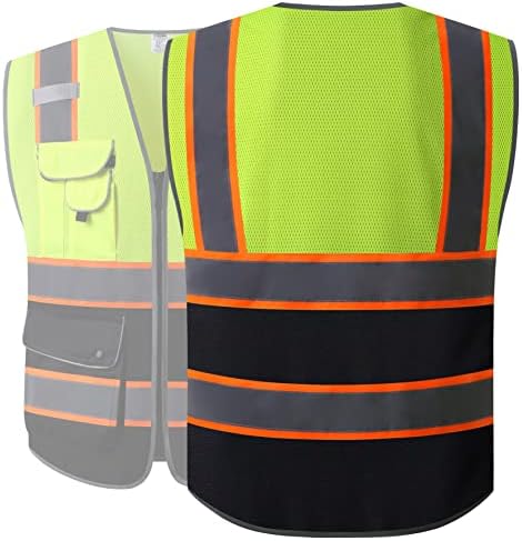 JKSafety Safety Vest for Men Women Reflective Hi Vis JK100 YBlack 2XL - Image 5
