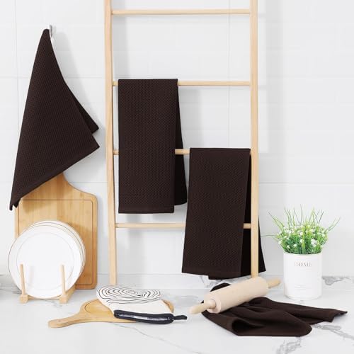 Homaxy 100% Cotton Waffle Weave Kitchen Dish Towels 18-Pack, Dark Brown - Image 6
