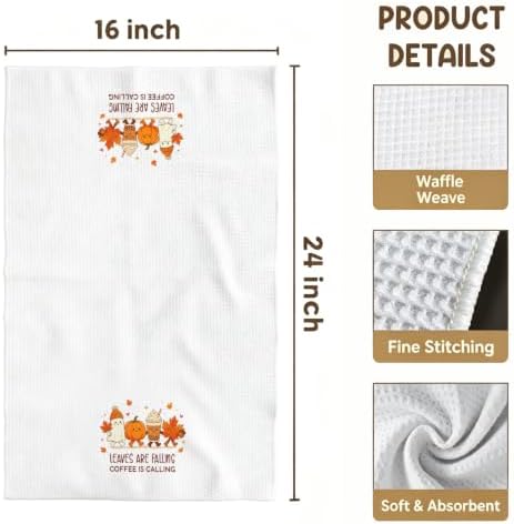 Fall Coffee Gift Kitchen Towel, Ghost Pumpkin Coffee Lover Dish Towel - Image 4