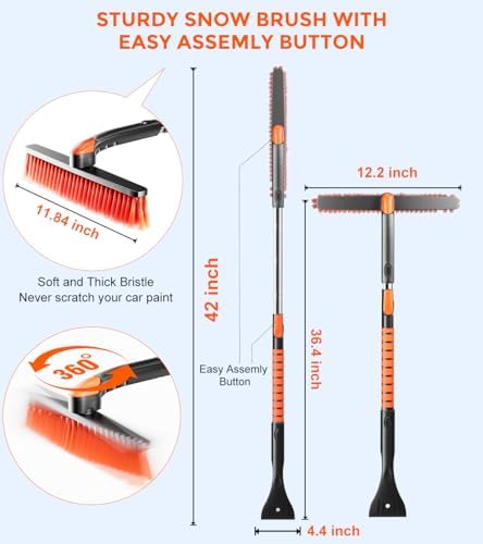 DooGooCoo 42" Extendable Snow Brush & Ice Scrapers - Image 2