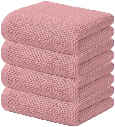 Kitinjoy 100% Cotton Waffle 4-Pack Kitchen Towels, Dried Roses by Kitinjoy