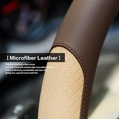 Steering Wheel Cover, Microfiber Leather Splicing - Image 2
