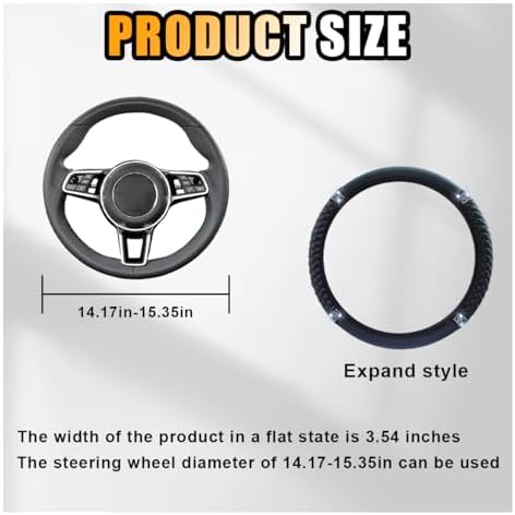 JOYCOURT 15 Inch Bling Soft Leather Car Steering Wheel Cover - Image 2