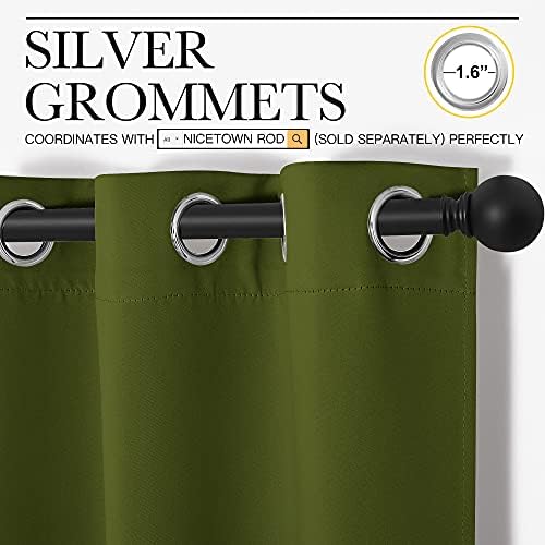 NICETOWN Window Curtain Panels, 1 Pair, 34 by 84-inch, Olive Green - Image 3