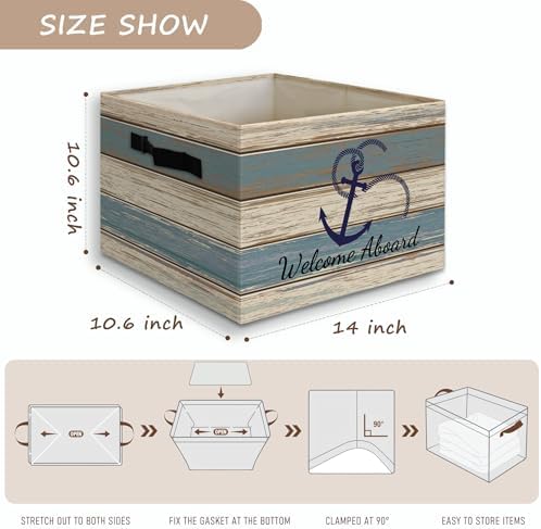Vintage Nautical Anchor Foldable Storage Bins Box - Image 7